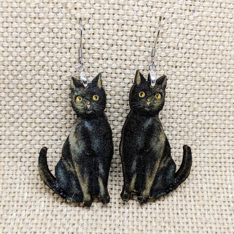 Black Cat Kitty Earrings