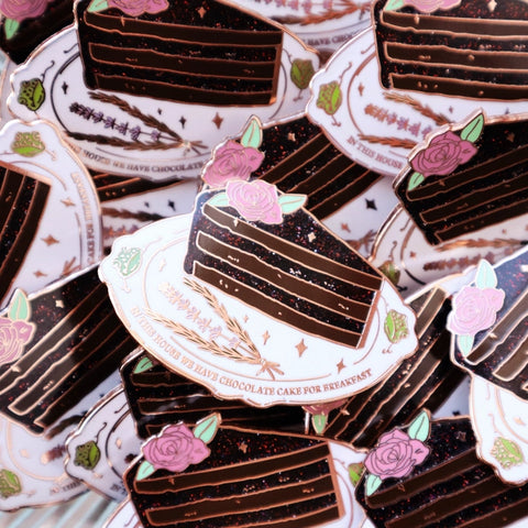 Chocolate Cake For Breakfast Enamel Pin