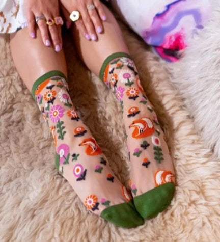 Feeling Foxy Sheer Crew Sock
