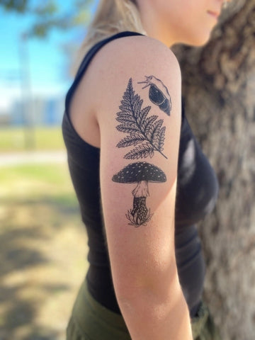 Amanita, Fern, Snail Temporary Tattoo