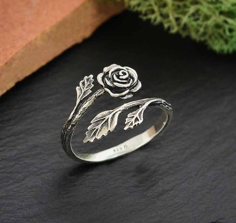 Silver Adjustable Rose Ring