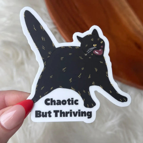 Chaotic But Thriving Anime Cat Sticker