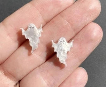Spooky White Ghost Stud Earrings