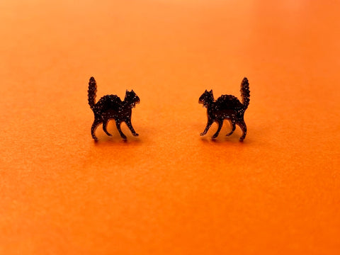 Black Cat Stud Earrings