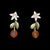 Orange Blossom Flower and Drop Post Earrings