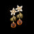 Orange Blossom Flower and Drop Post Earrings