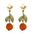 Orange Blossom Flower and Drop Post Earrings