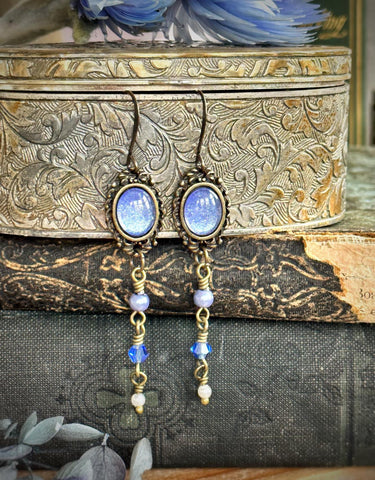 Julia's Sweet Oval Drop Earrings in Blue