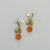 Orange Blossom Flower and Drop Post Earrings