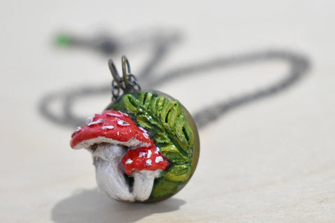 Mushroom Cameo Necklace