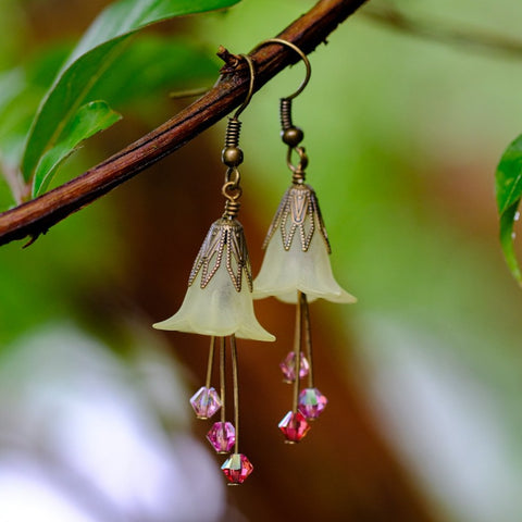Aurora Yellow and Rose Flower Earrings