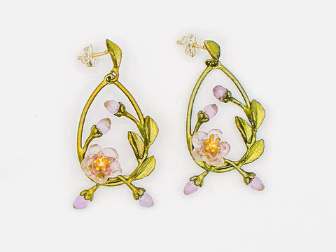Peach Blossom Oval Drop Earrings