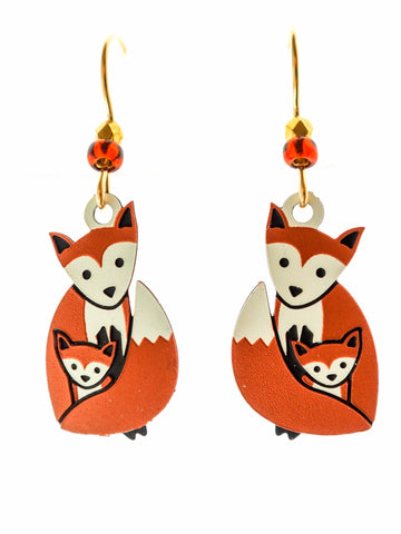 Fox with Baby Earrings
