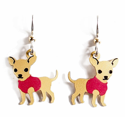 Girl Chihuahua Earrings- Hand painted copper!