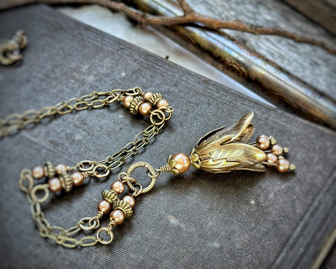 Vintage Fairy Bell Necklace -- Champagne
