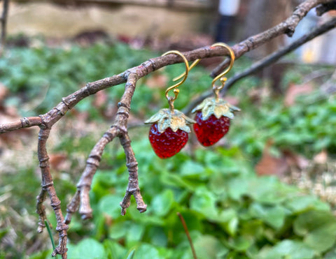 Dainty Strawberry Wire Earrings