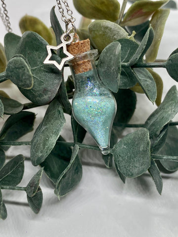 Green Faerie Dust with Silver Plated Chain