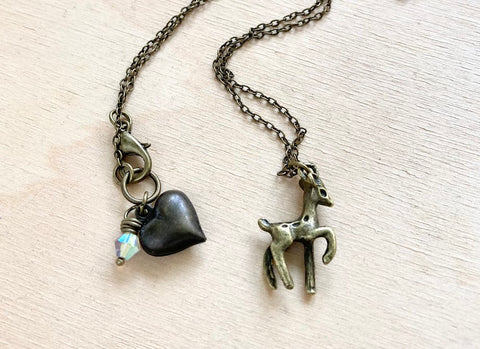 Little Brass Deer Necklace
