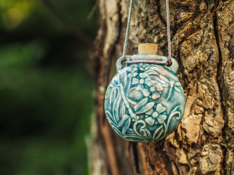 Raku Dragonfly Bottle with Cork