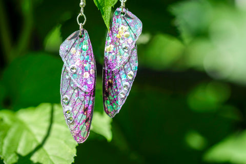 Fairy Wing Earrings - Iridescent Purple