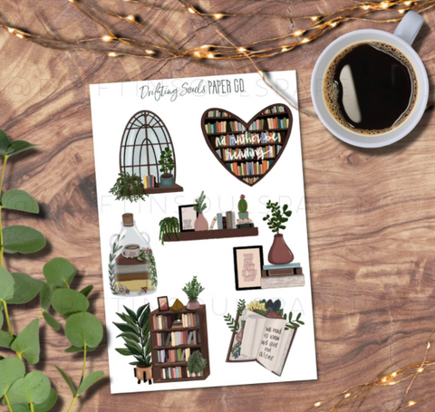 Book & plant lover sticker sheet