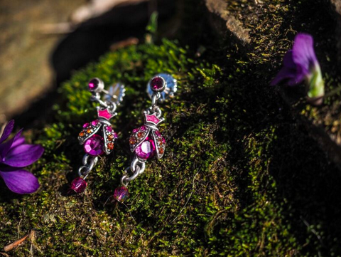 Small Love Bug Dangle Post Earrings