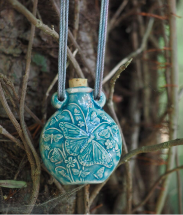 Raku Butterfly Bottle with Cork