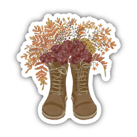 Floral Brown Boots Fall Sticker