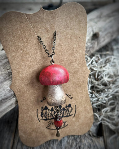 Big Red Mushroom Necklace