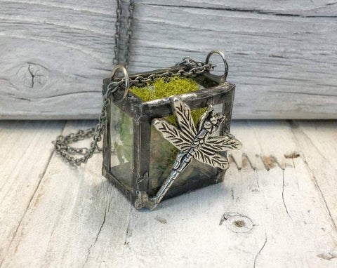 Dragonfly Garden Terrarium Necklace
