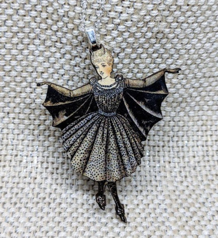 Vintage Bat Girl Necklace