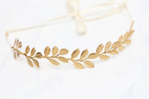 Large Leaves Brass Gold Leaf Crown