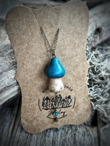 Peacock Jewel Mushroom Necklace