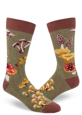 Men's Mushroom Crew Socks, Moss
