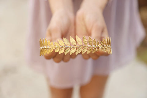 Triple Golden Goddess Leaf Headband