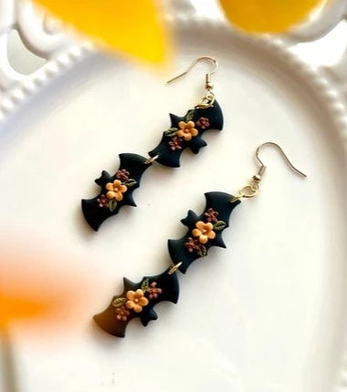 Clay Bat Dangle Earrings