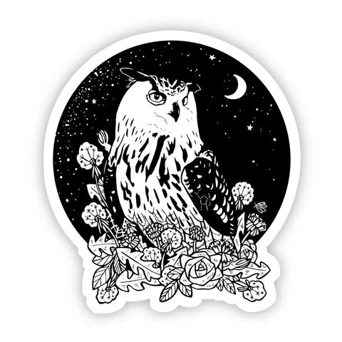 Owl with Night Sky Sticker