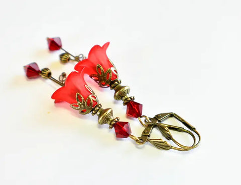 Red sales lucite earrings