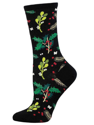 Mistletoe and Holly Crew Socks
