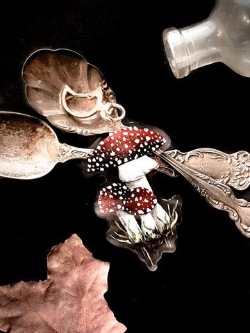 Enchanted Loop Leather Keychain - Dragonfly, Owl, Mushrooms