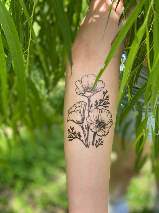 poppy seed flower tattoo Golden Poppy Temporary Tattoo