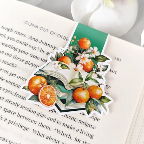 Orange Book Stack Magnetic Bookmark