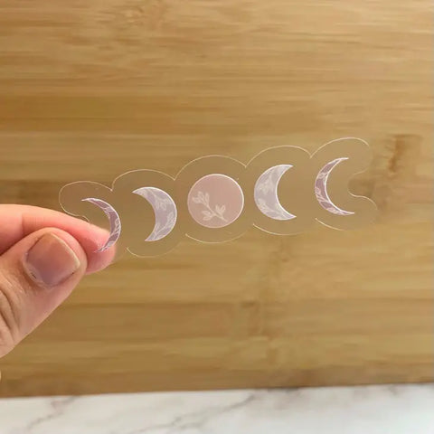 Floral Moon Phases Clear Sticker