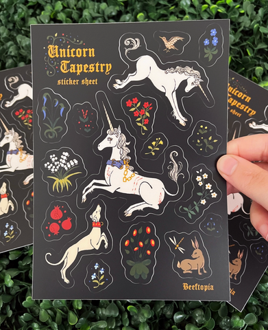 Unicorn Tapestry Medieval Sticker Sheet