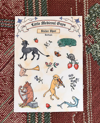 Medieval Manuscript Creatures Sticker Sheet
