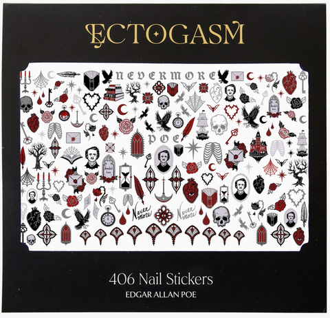 Edgar Allan Poe Silver Nail Stickers