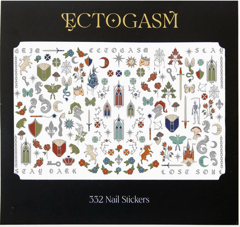 Illuminated Medieval Nail Stickers in Silver