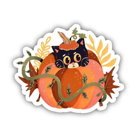 Black Cat In Pumpkin Sticker