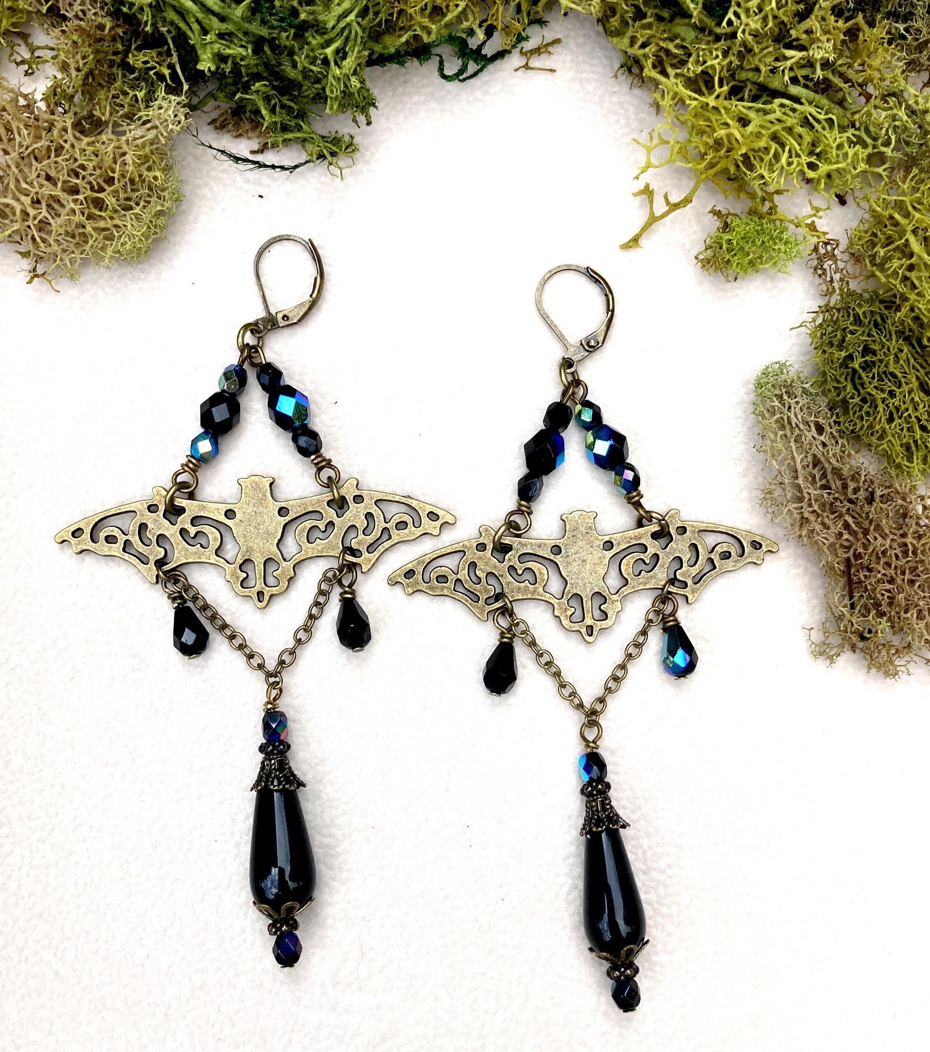 Halloween Crystal beads Earrings, Witchy Crystal Jewelry Earrings