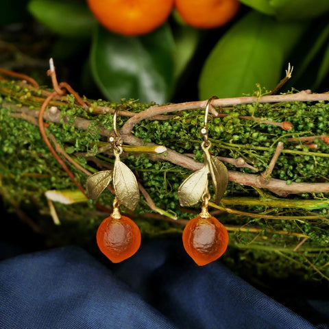 Orange Drop Wire Earrings